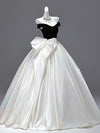 A-Line Off Shoulder White Long Prom Dress, White Long Evening Dress