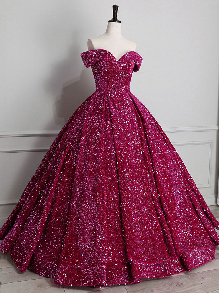 Pitaya Color Long Prom Dresses
