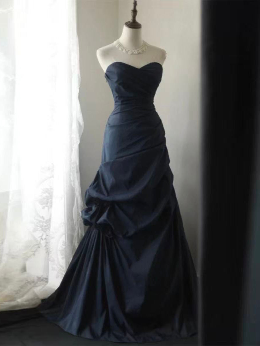 A-line Sweetheart Neck Floor Length Taffeta Long Prom Dress