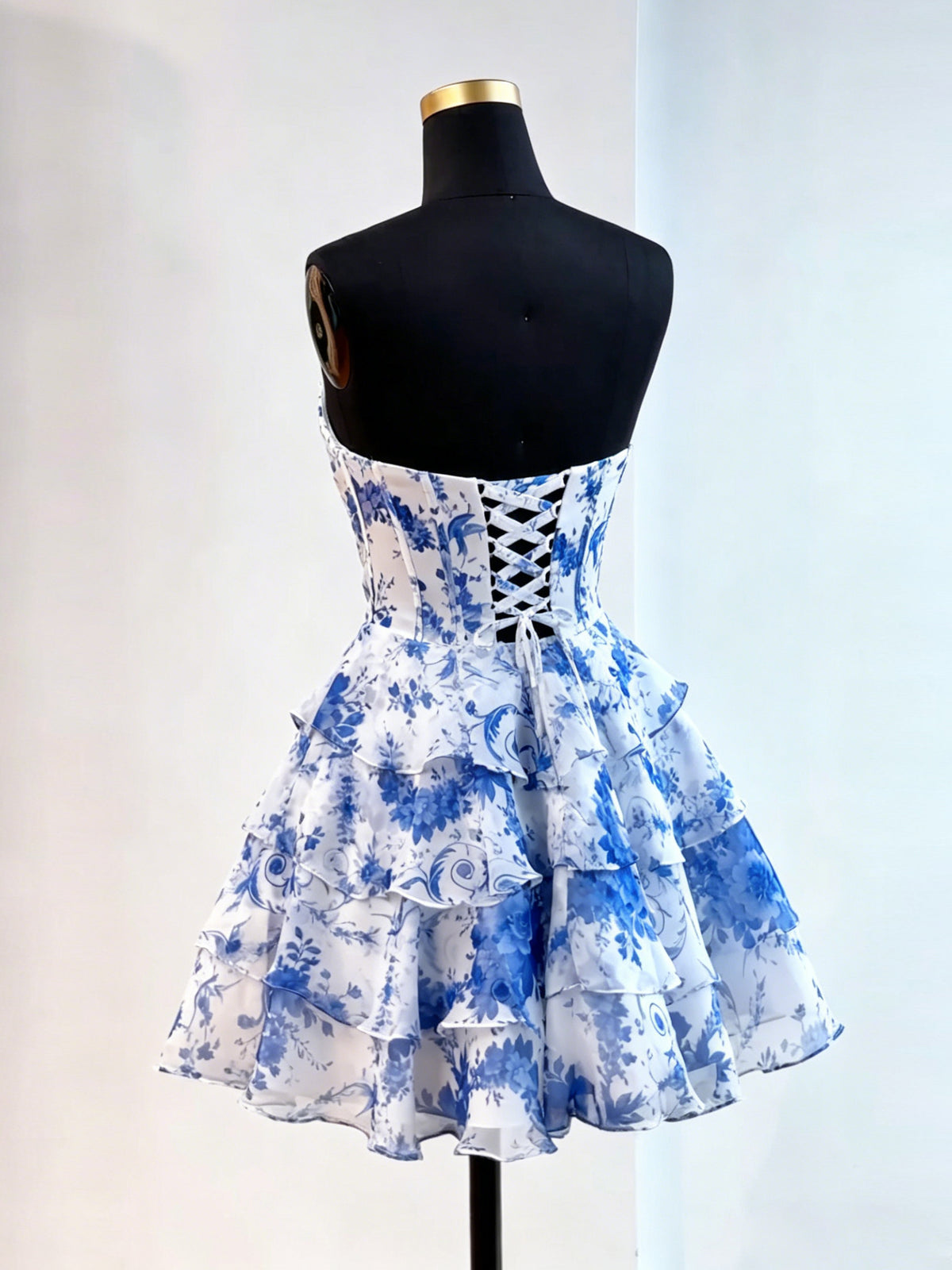 A-line V Neck Blue Short Prom Dress, Blue Homecoming Dress
