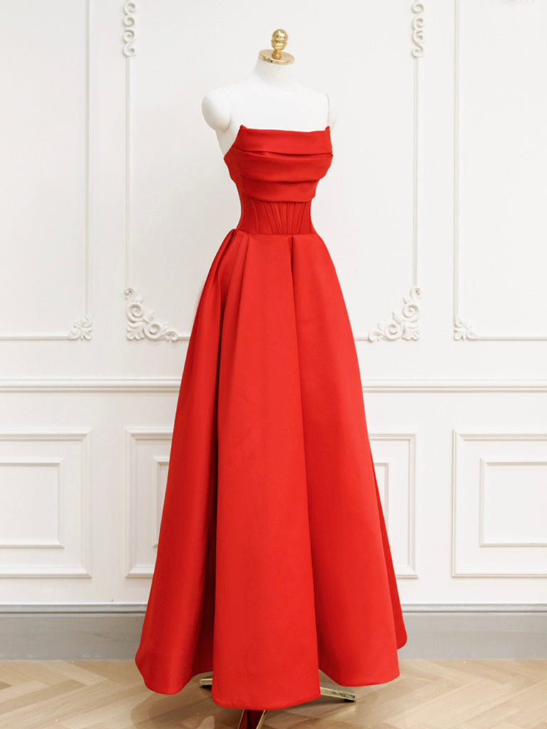 Simple Red Long Prom Dresses, Red Formal Graduation Dresses shopluu Simple Red Long Prom Dresses, Red Formal Graduation Dresses shopluu