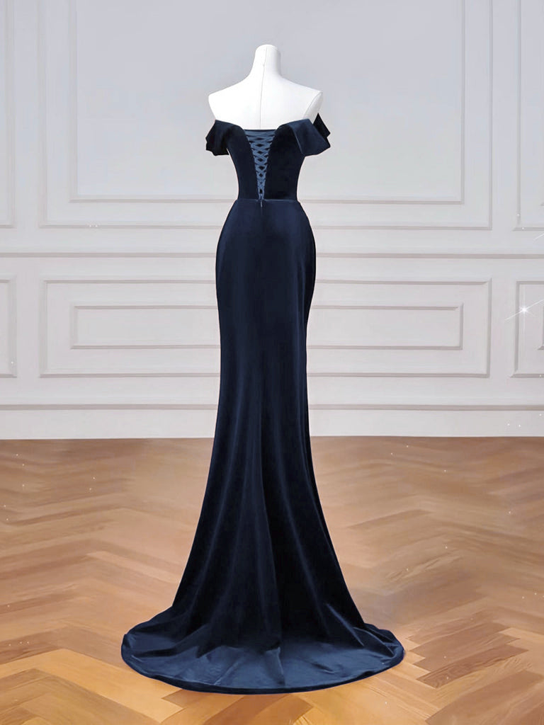 Simple Mermaid Dark Blue Long Prom Dress, Dark Blue Long Formal Dress