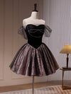 Black Off Shoulder Tulle Short Prom Dress, Black Homecoming Dress