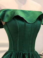 A-Line Satin Green Short Prom Dress, Green Homecoming Dress
