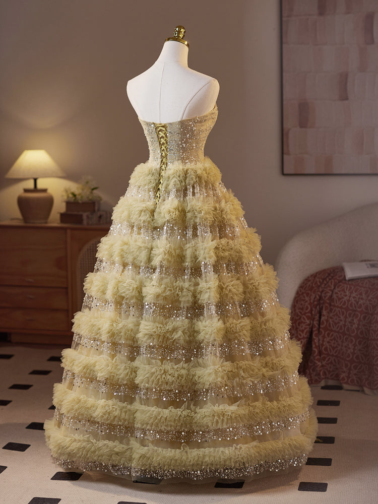 Beautiful Sweetheart Neck Tulle Sequin Green Prom Dress, Puffy Green Long Sweet 16 Dress US 8 / Green Beautiful Sweetheart Neck Tulle Sequin Green Prom Dress, Puffy Green Long Sweet 16 Dress US 8 / Green