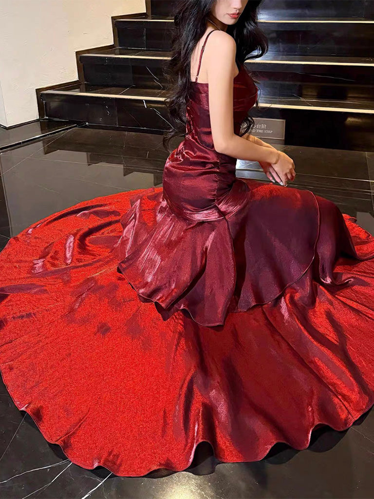 Simple Sweetheart Burgundy Prom Dress, Burgundy Party Dress