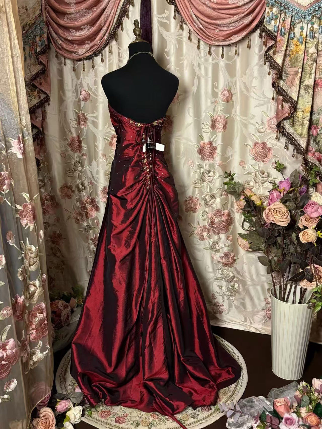 Mermaid Sweetheart Neck Floor Length Burgundy Prom Dresss – shopluu