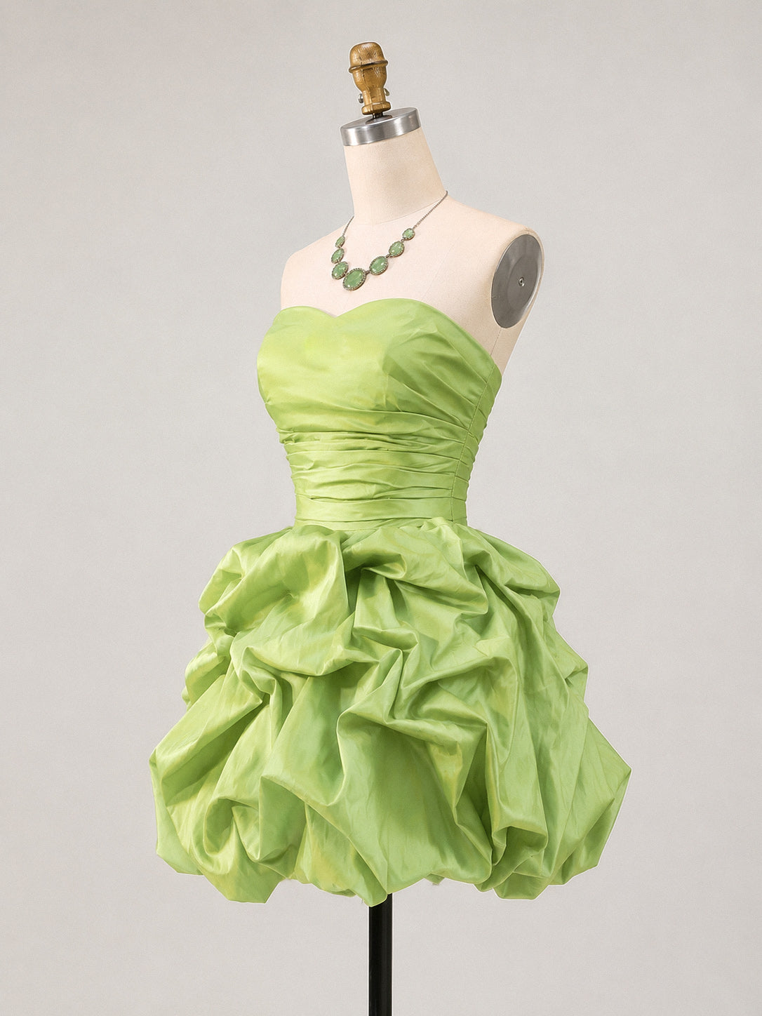 Cute Sweetheart Neck Folds Green Short Prom Dress, Green Homecoming Dress
