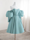 Simple Sweetheart Neck Satin Blue Short Prom Dress, Cute Homecoming Dress