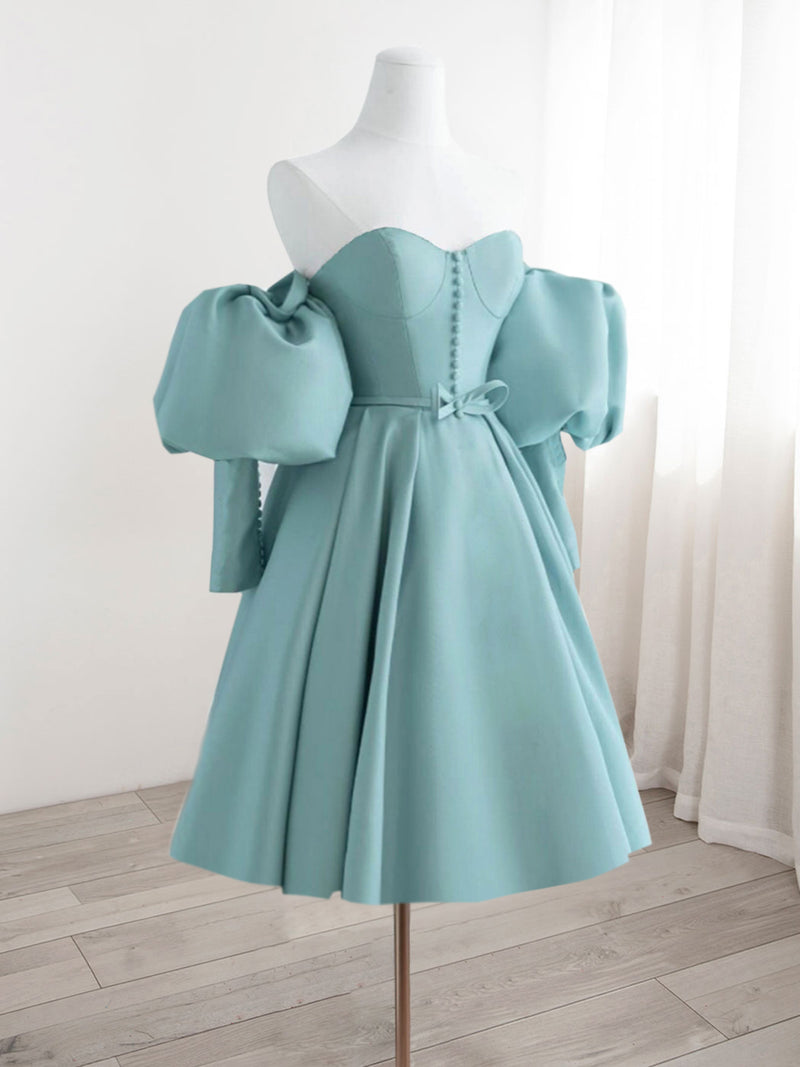 Sweetheart Neck Satin Light Blue Homecoming Dress Short Prom Dress US16 / Light Blue Sweetheart Neck Satin Light Blue Homecoming Dress Short Prom Dress US16 / Light Blue