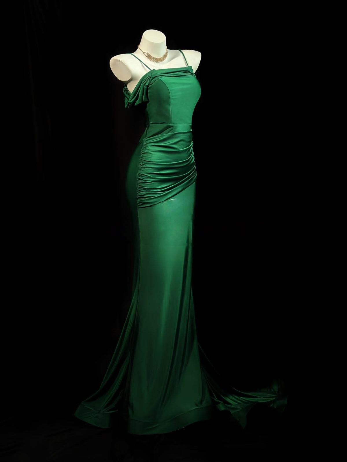 Simple Off Shoulder Mermaid Green Long Prom Dress, Green Party Dress