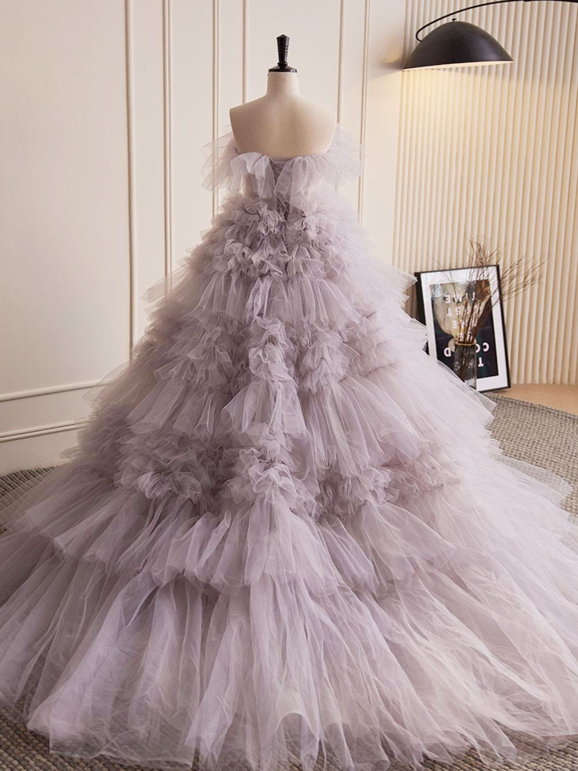 Grey Purple Tulle Long Prom Dresses, Grey Purple Evening Dress US 4 / Custom Color Grey Purple Tulle Long Prom Dresses, Grey Purple Evening Dress US 4 / Custom Color