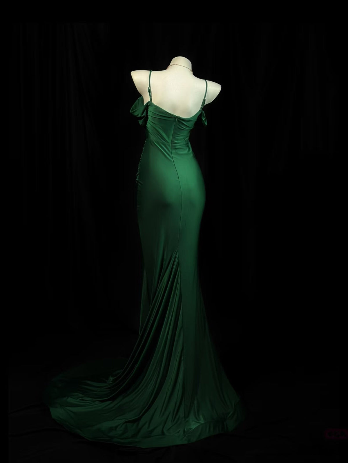Simple Off Shoulder Mermaid Green Long Prom Dress, Green Party Dress