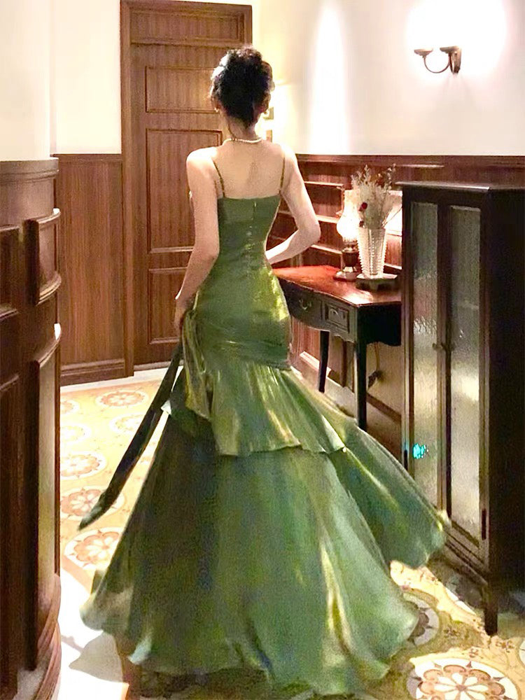 party dress green Boat neck Great Gatsby satin Hand Wash Do Not Dry Clean Professional Spot Clean Only Green Satin With Lace Party