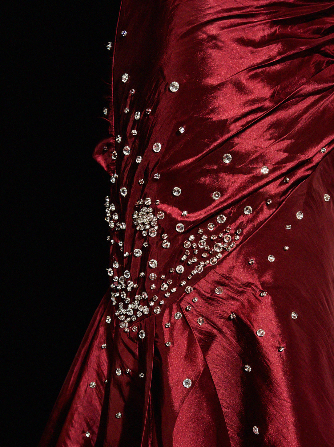Mermaid Sweetheart Taffeta Sequin Burgundy Long Prom Dress with Beads
