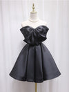 Black Sweetheart Neck Satin Short Prom Dress, Black Homecoming Dress