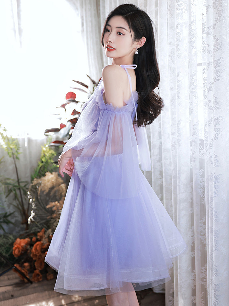 long sleeve purple homecoming dress Unique Ruffled Trumpet Purple Long Sleeve Prom Gown