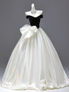 A-Line Off Shoulder White Long Prom Dress, White Long Evening Dress