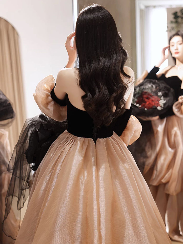 Champagne Sweetheart Neck Long Prom Dress, Champagne Formal Evening Dr – shopluu