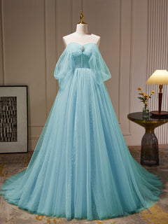 Blue Tulle Long Evening Dress