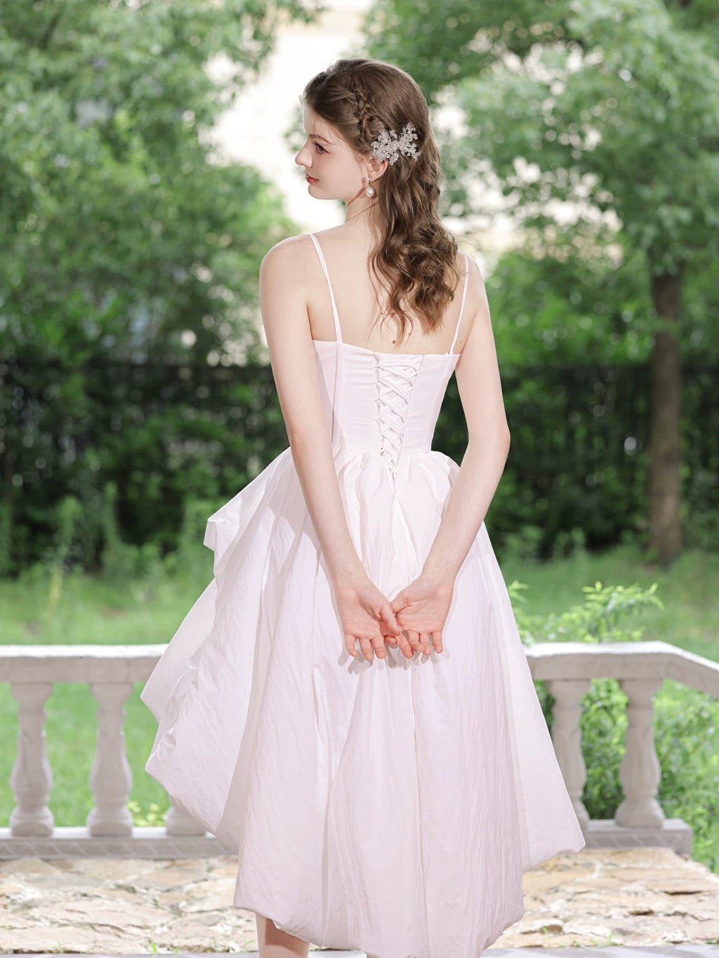 White Sweetheart Neck High Low Prom Dress, White Homecoming Dress