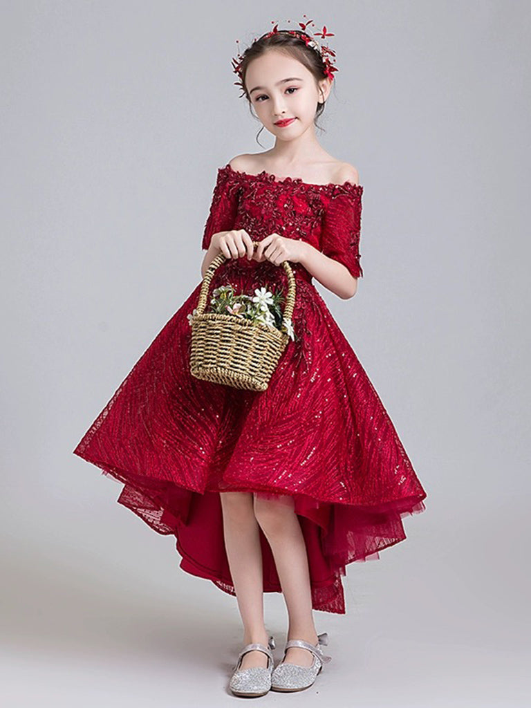 burgundy flower girl dress Long Sleeve Full length 9/12mos / Dress/Jewel Sash and special occasion dresses in long sleeves Burgundy Flower Girl Dress Children