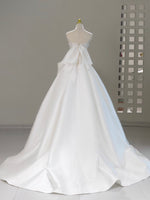 A-Line Sweetheart Neck Satin Beige Long Prom Dress, Beige Long Formal Dress