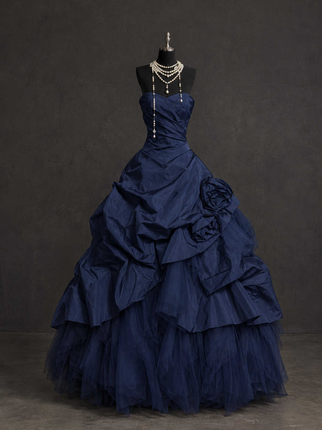Dark Blue Sweetheart Neck Ball Gown Long Prom Dress, Dark Blue Long Sweet 16 Dress