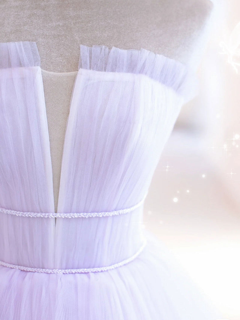A-Line Tull Purple Short Prom Dress, Purple Homecoming Dress