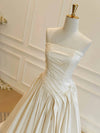 A-Line Taffeta Light Champagne Long Prom Dress, Light Champagne Long Evening Dress