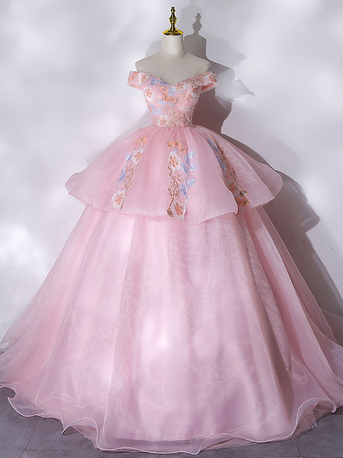 Pink Satin Lace Long Prom Dress, Lovely A-Line Off the Shoulder Evening Formal Dress US 16 / Pink Pink Satin Lace Long Prom Dress, Lovely A-Line Off the Shoulder Evening Formal Dress US 16 / Pink