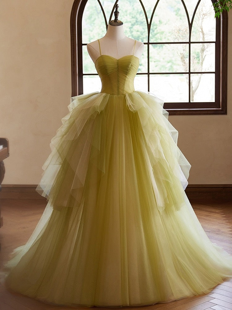 A-Line Sweetheart Neck Tulle Green Long Prom Dress, Green Long Formal Dress US 2 / Green A-Line Sweetheart Neck Tulle Green Long Prom Dress, Green Long Formal Dress US 2 / Green