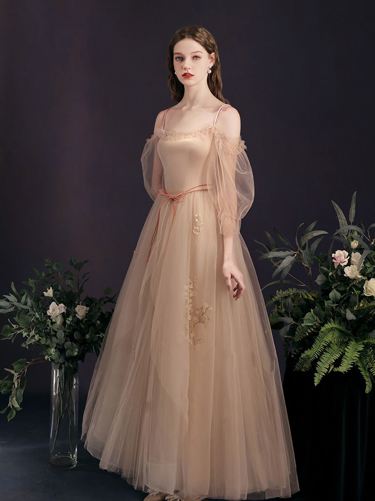 Elegant Tulle Lace Long Prom Dresses, A-Line Formal Evening Dresses US 10 / Custom Color Elegant Tulle Lace Long Prom Dresses, A-Line Formal Evening Dresses US 10 / Custom Color