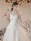 A-Line Tulle Lace Tea Length White Prom Dress, White Long Formal Dreess