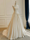 A-Line Taffeta Light Champagne Long Prom Dress, Light Champagne Long Evening Dress