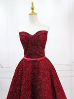A-Line Sweetheart Neck Short Burgundy Prom Dress, Cute Burgundy Homecoming Dress
