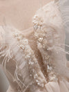 A-Line Off Shoulder Tulle Short Beige Prom Dress, Cute Homecoming Dress