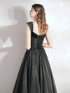 A-Line A-Line Off Shoulder Black Long Prom Dress, Black Formal Dress