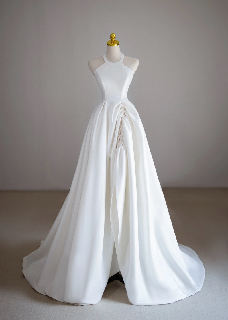 A-Line White Long Prom Dress, White Long Formal Dress