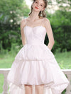 White Sweetheart Neck High Low Prom Dress, White Homecoming Dress