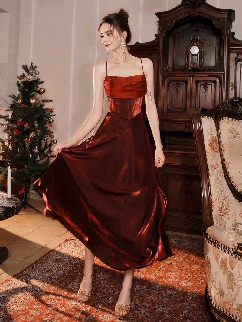 burgundy dress for christmas Holiday Twirly Dress in Burgundy Velvet 5y main image 0