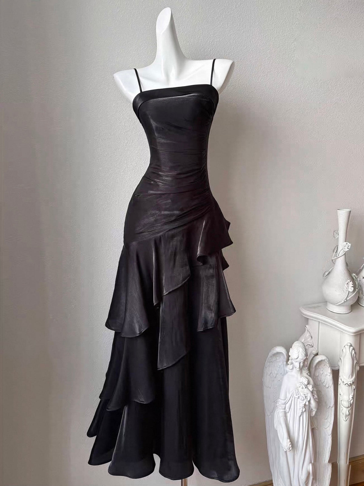 Simple Off-the-shoulder Floor Length Black Prom Dress