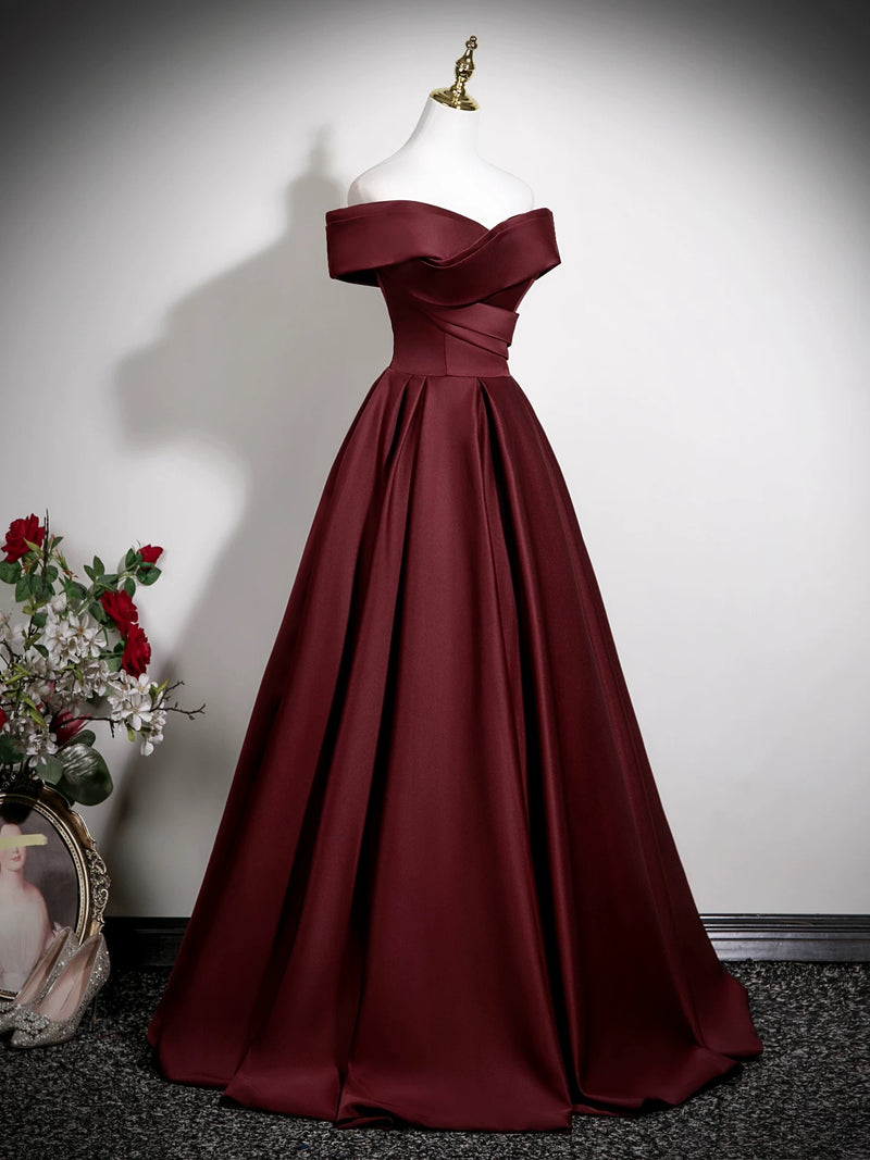 maroon color formal dress Off the Shoulder Burgundy Mermaid Prom Dresses Shiny Maroon Formal Dress ARD1569