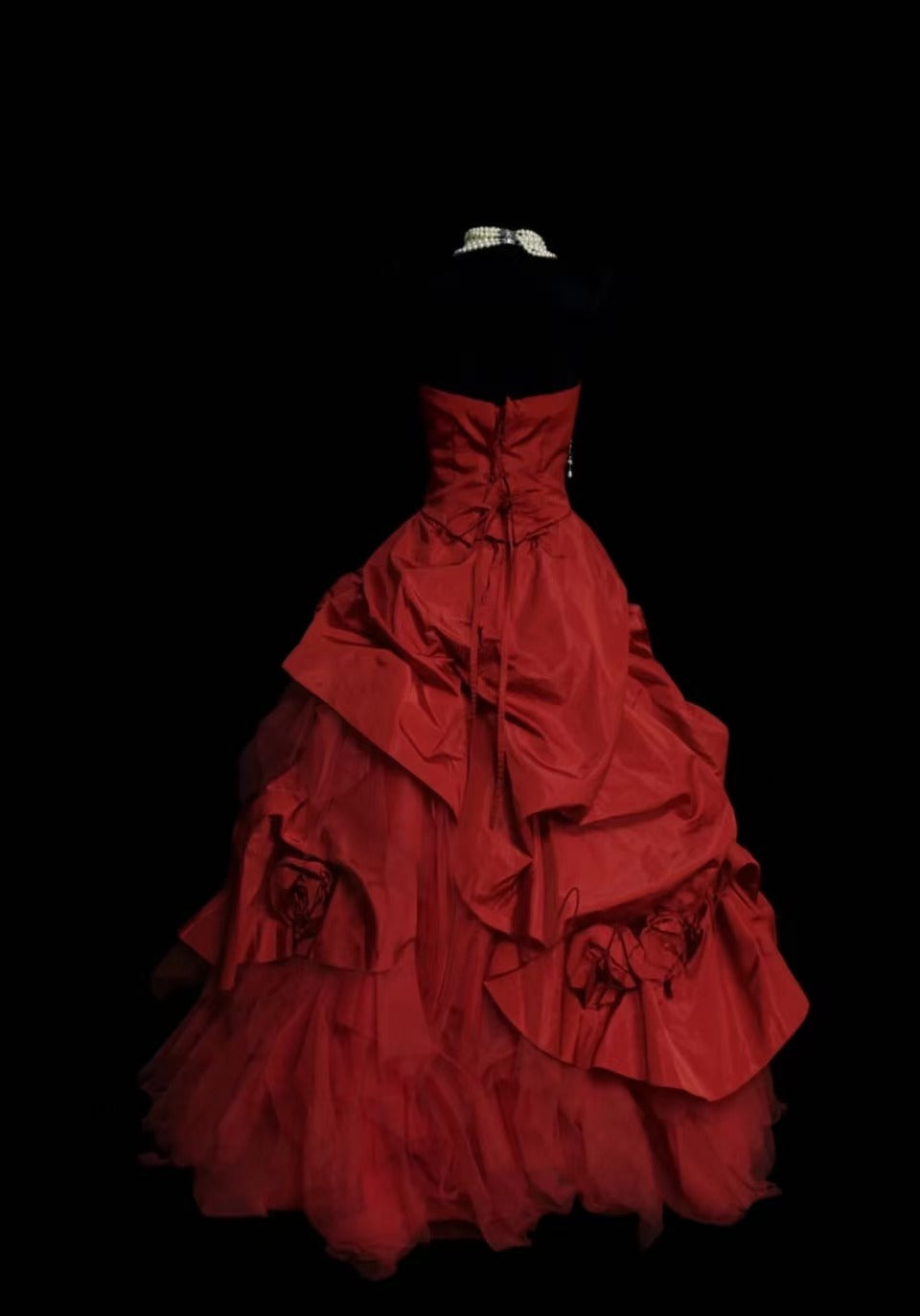 Red Sweetheart Neck Ball Gown Long Prom Dress, Red Long Sweet 16 Dress