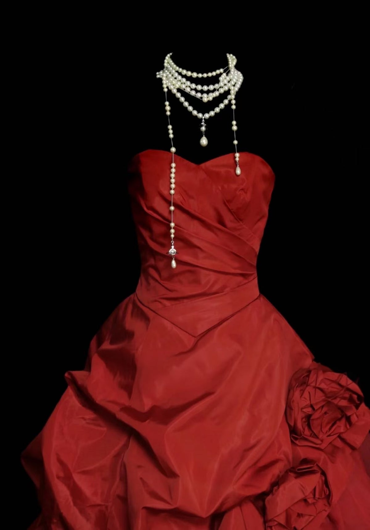 Red Sweetheart Neck Ball Gown Long Prom Dress, Red Long Sweet 16 Dress