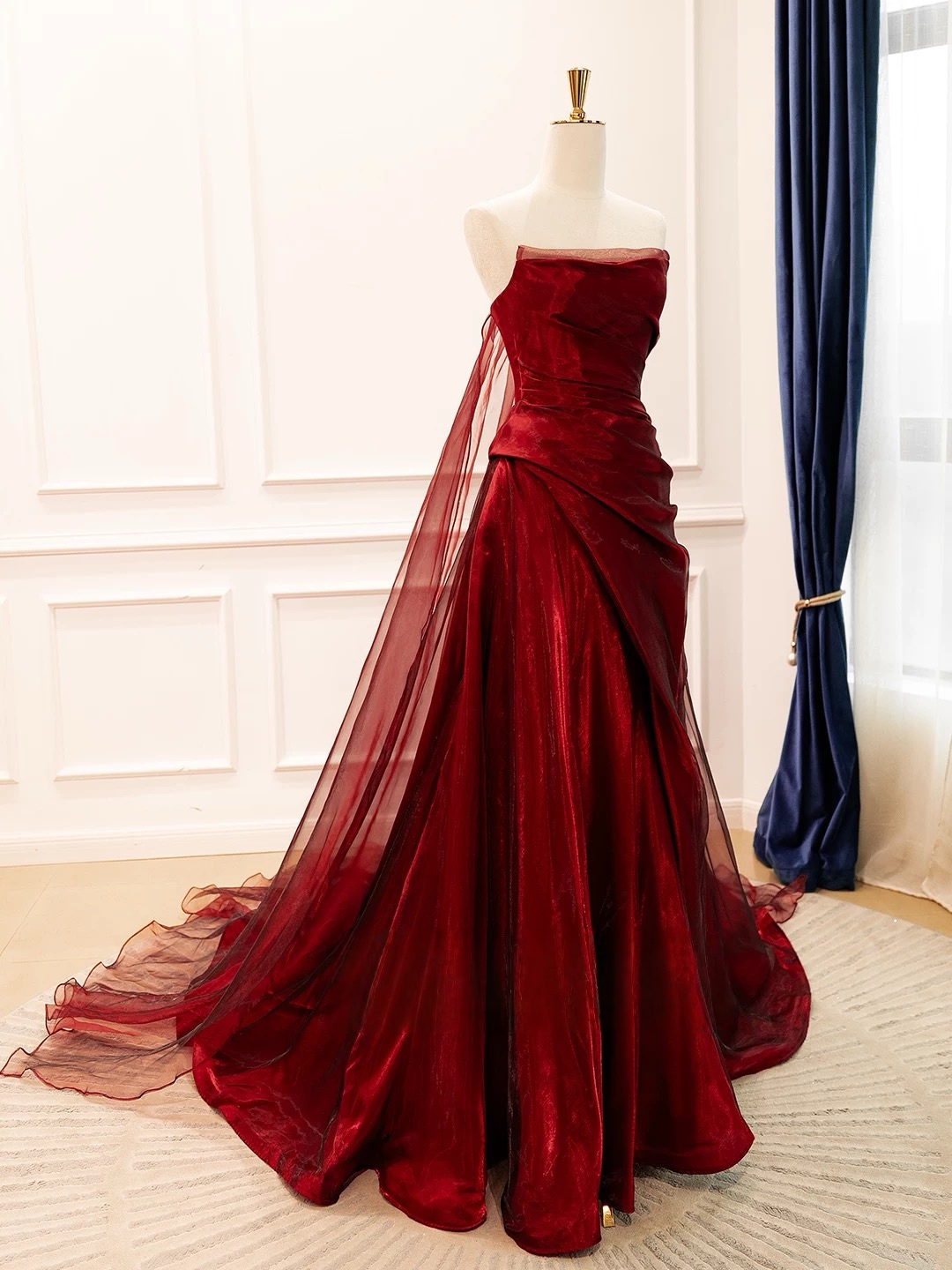 burgundy puffy prom dress Tess main image 1