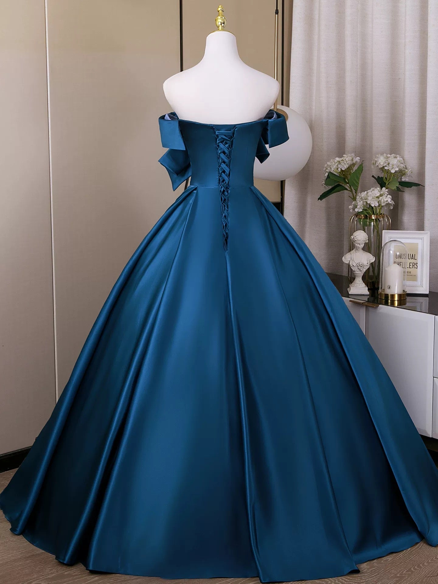 Off the Shoulder Blue Satin Long Prom Dresses, Off Shoulder Blue Long Formal Evening Dresses, US 10 / Blue as Picture / No Rush Off the Shoulder Blue Satin Long Prom Dresses, Off Shoulder Blue Long Formal Evening Dresses, US 10 / Blue as Picture / No Rush