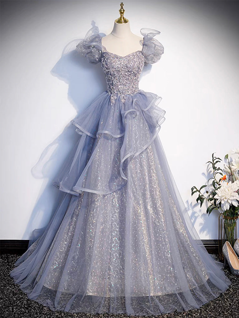 Tulle Sequin Gray A-Line Sweetheart Homecoming Dress Tulle Sequin Gray A-Line Sweetheart Homecoming Dress