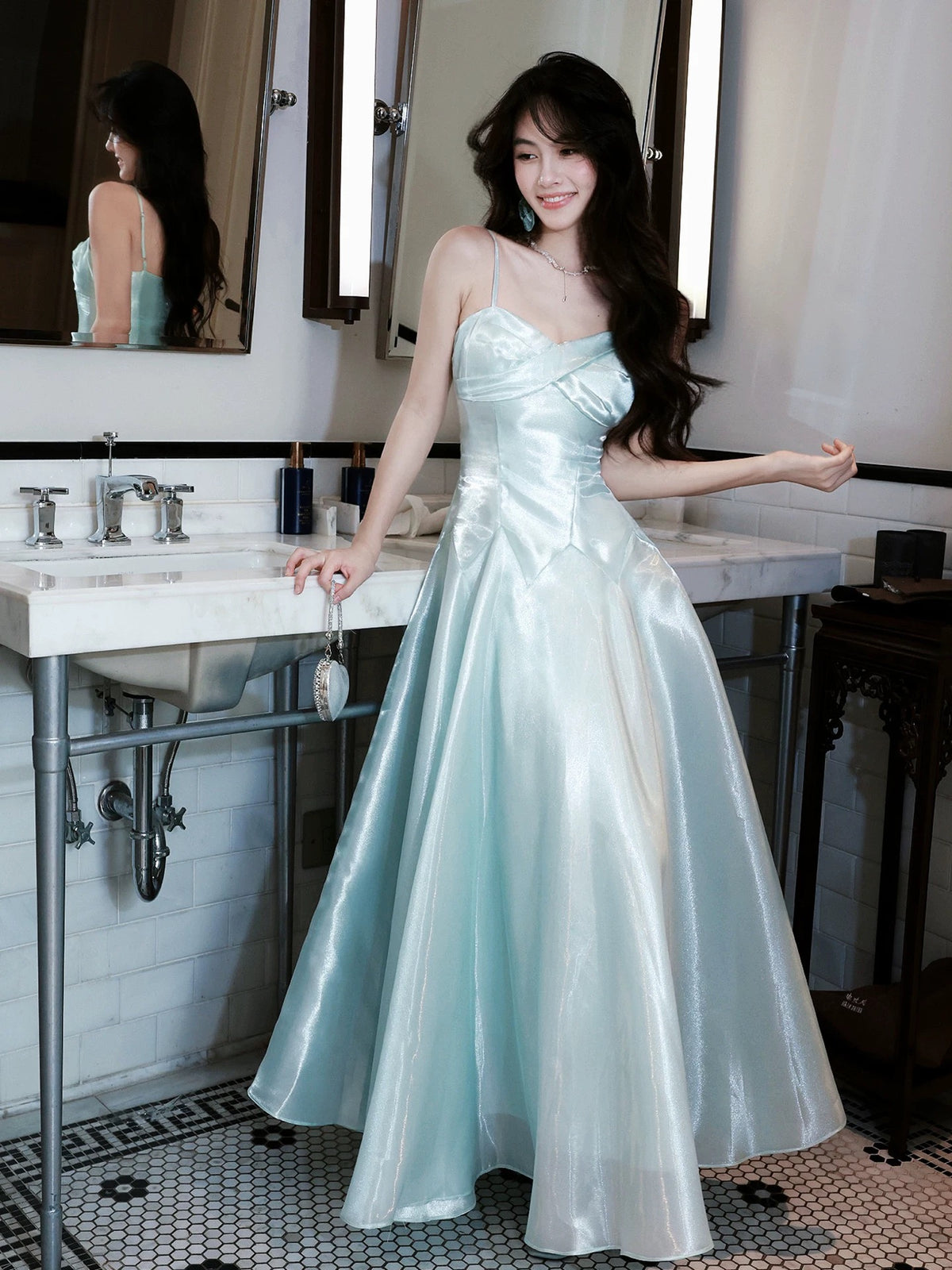 A-Line Sweetheart Neck Floor Length Blue Prom Dress – shopluu