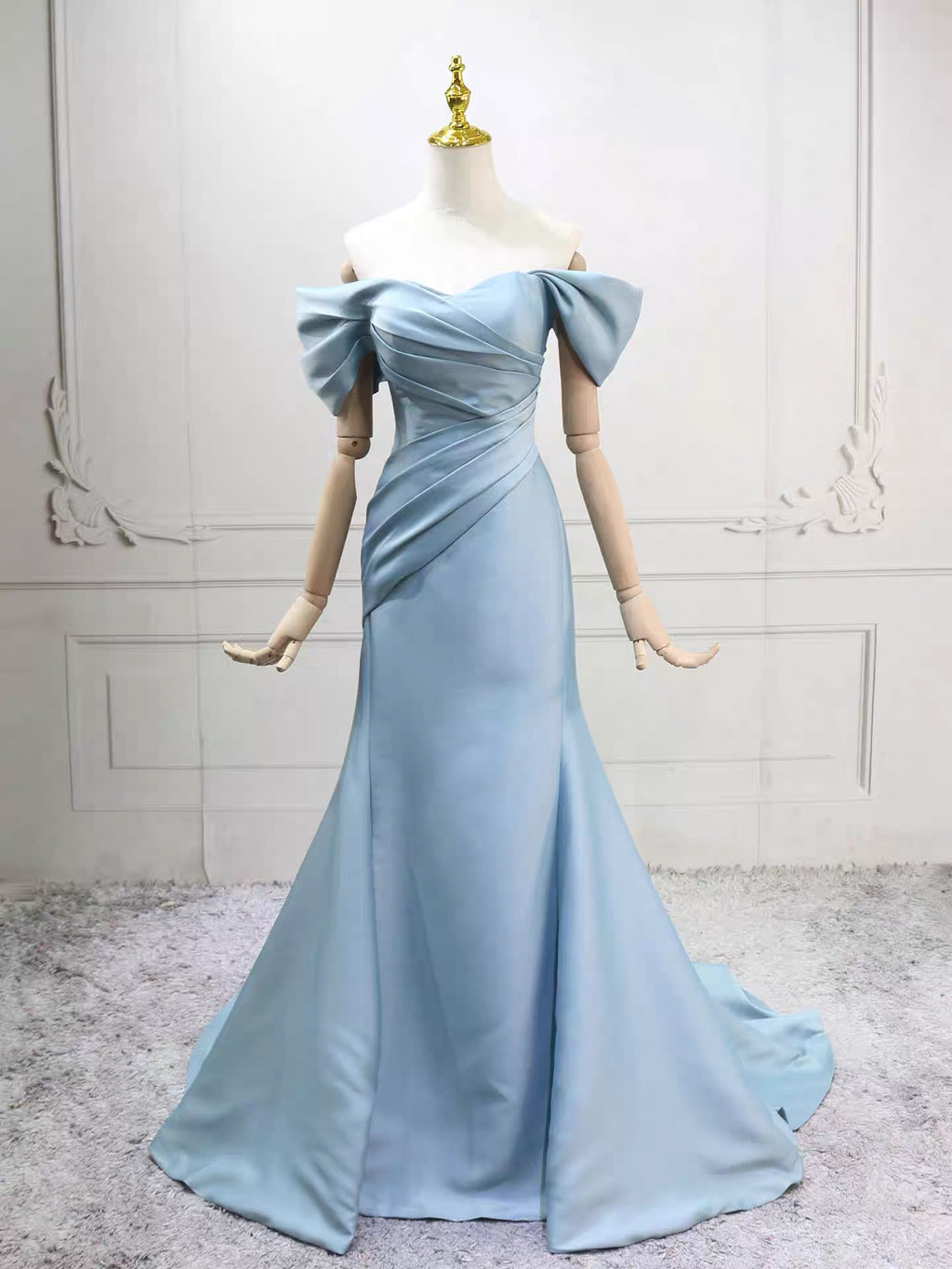 satin princess prom dress A-Line/Princess Strapless Liquid Satin Prom Dresses With Split Front Sleeveless Sweep Train Floor-Length Bow Formal Dresses, Lilac